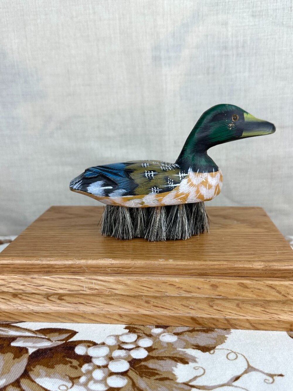 Vintage Mallard Duck Natural Bristle Clothing Hat Lint Brush 5.5”